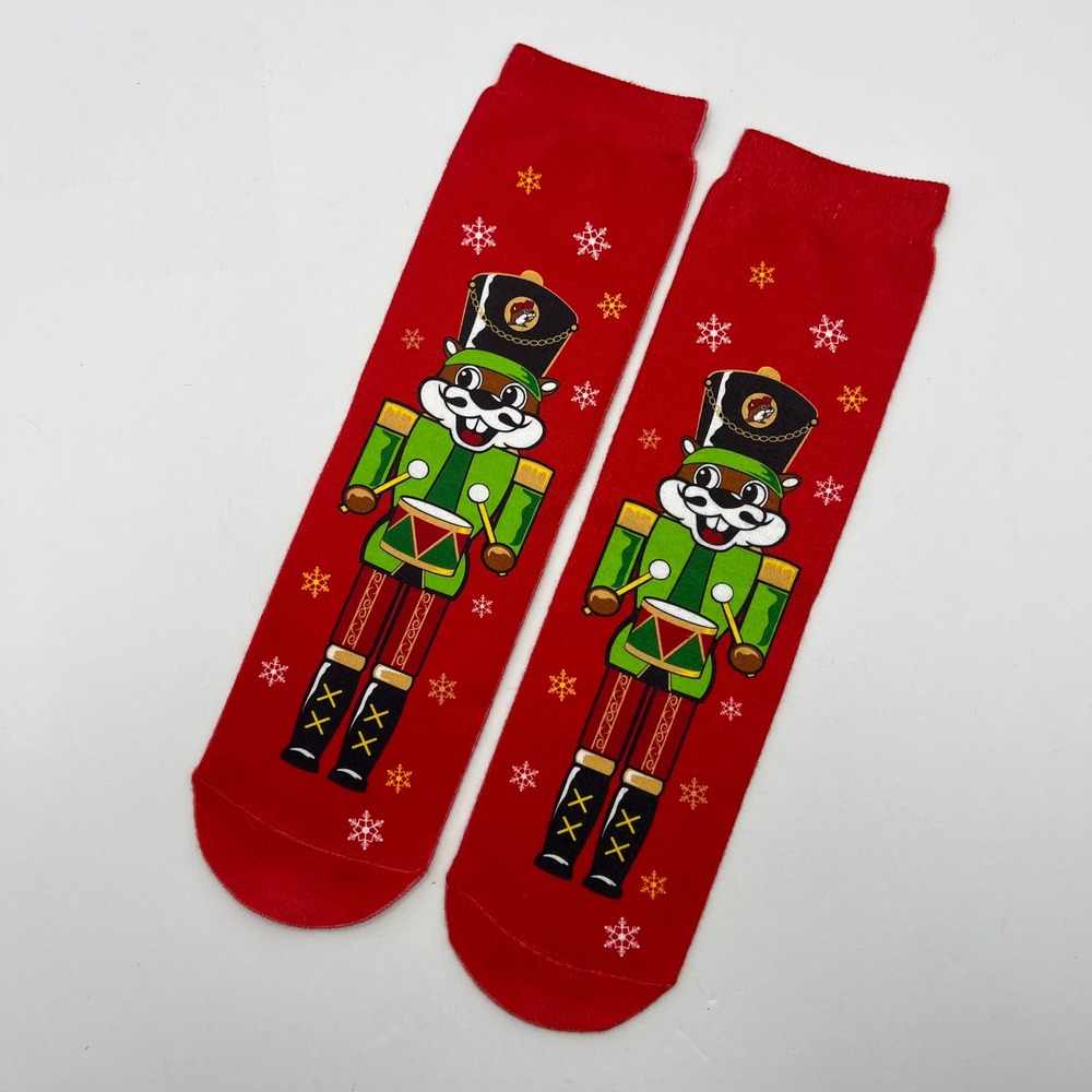 Buc-ees Nutcracker Socks Unisex OS Red Crew Christmas Stocking Stuffer Texas